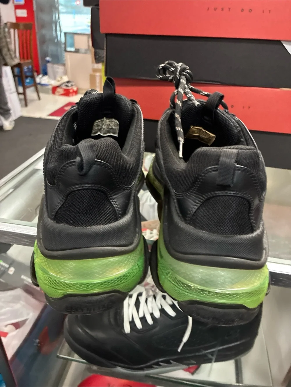 Balenciaga Triple S Clear Sole Black/Green Low Top Sneakers 541624W090N EUR 45